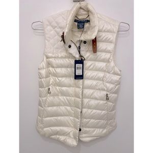 Ralph Lauren women’s white puffer vest with buckle